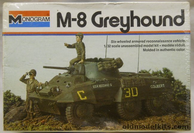 Monogram 1/32 M-8 Greyhound Armored Reconnaissance Vehicle - White Box Issue, 4100 plastic model kit